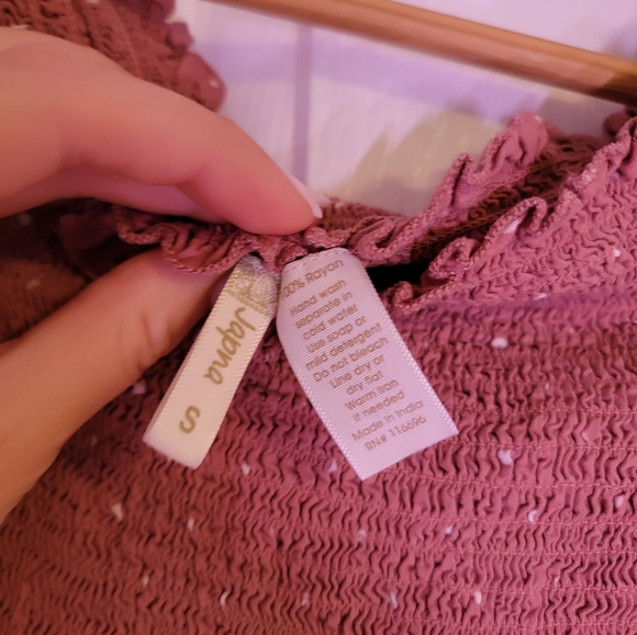 Japna Women's Off the Shoulder Pink Polkadot Ruffle Top Size Small - Picture 4 of 4